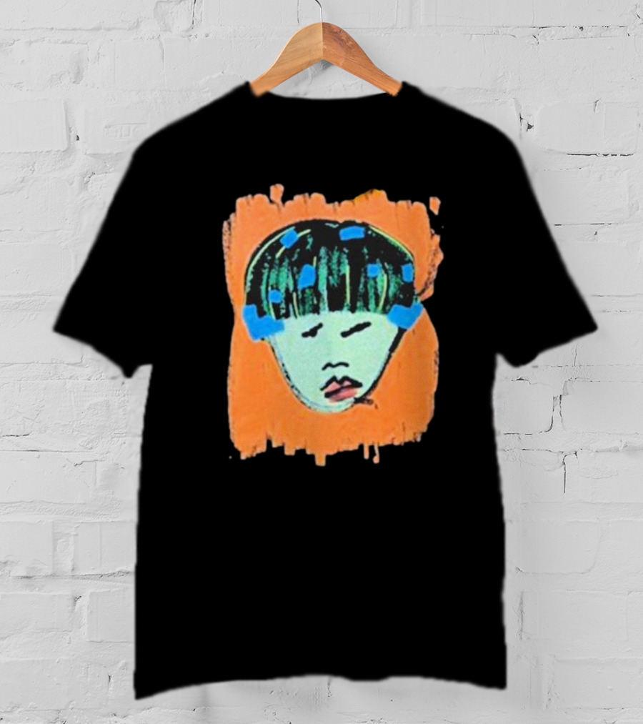 Ryan Harper Gray Iconic Abstract Portrait On Vibrant Orange Background T-Shirt
