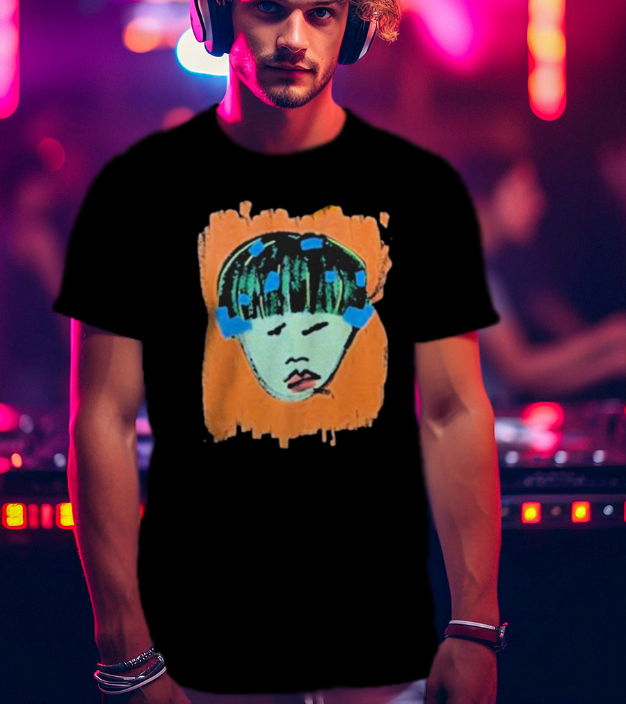 Ryan Harper Gray Iconic Abstract Portrait On Vibrant Orange Background T-Shirt