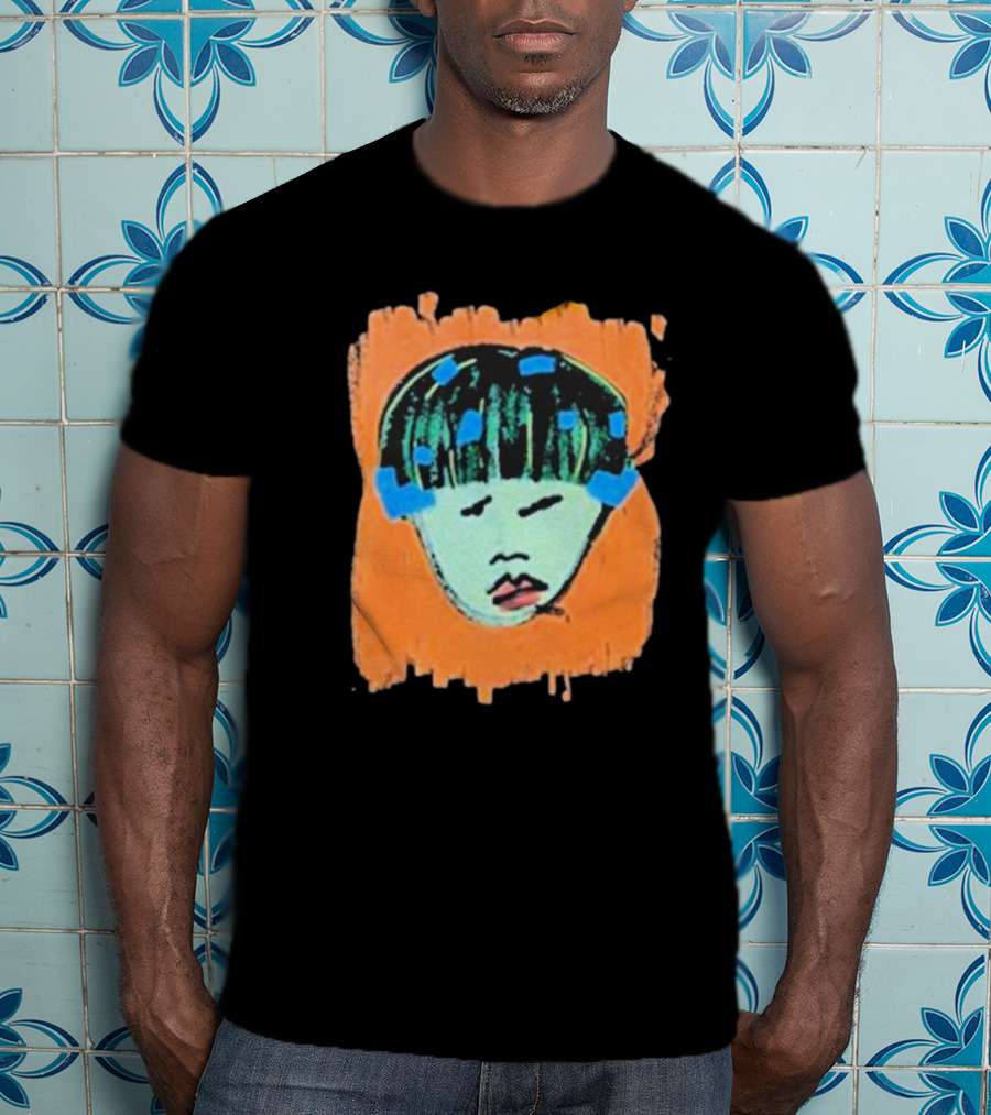 Ryan Harper Gray Iconic Abstract Portrait On Vibrant Orange Background T-Shirt