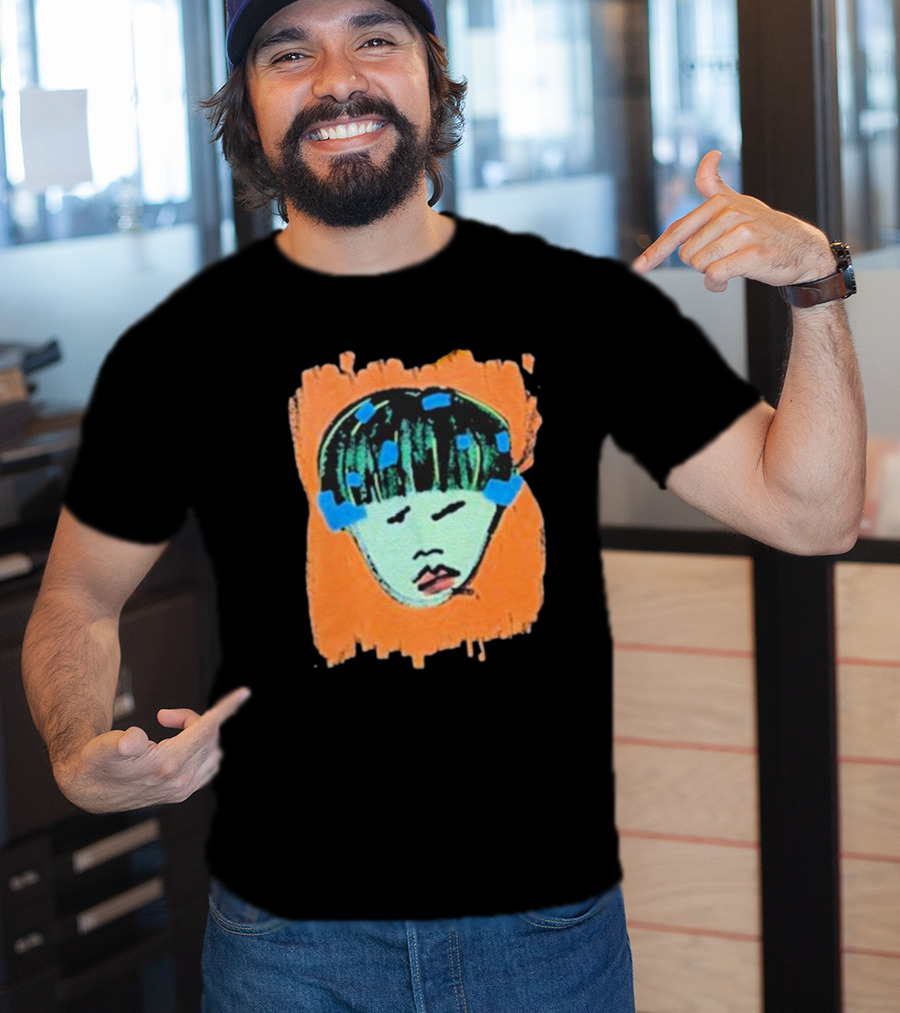 Ryan Harper Gray Iconic Abstract Portrait On Vibrant Orange Background T-Shirt