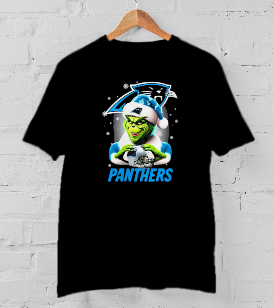 Santa Grinch Carolina Panthers Merry Christmas T-Shirt