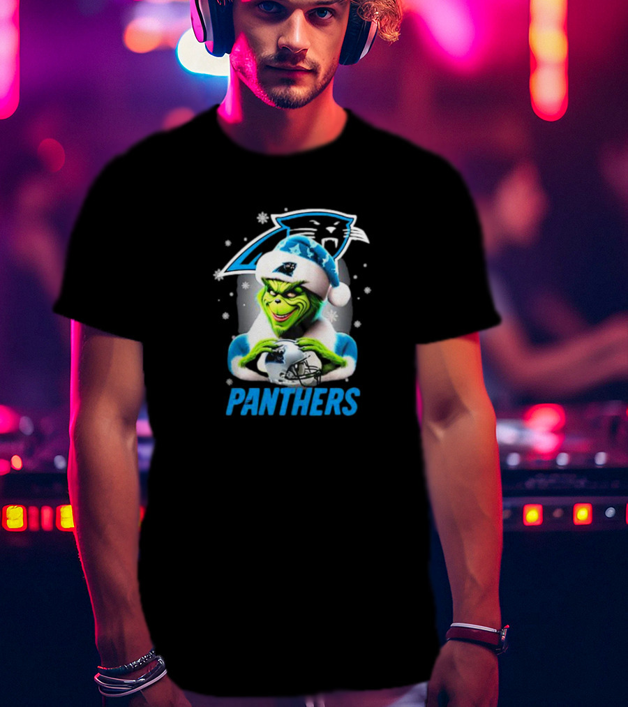 Santa Grinch Carolina Panthers Merry Christmas T-Shirt
