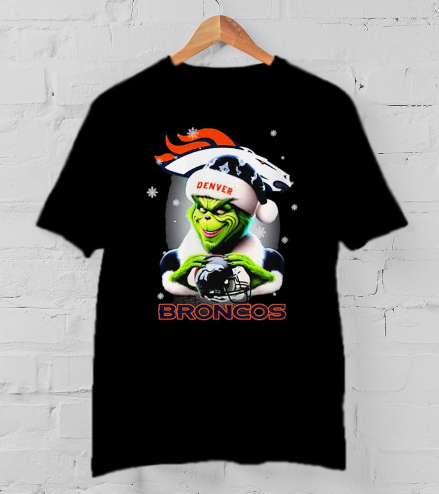 Santa Grinch Merry Christmas Denver Broncos Love T-Shirt