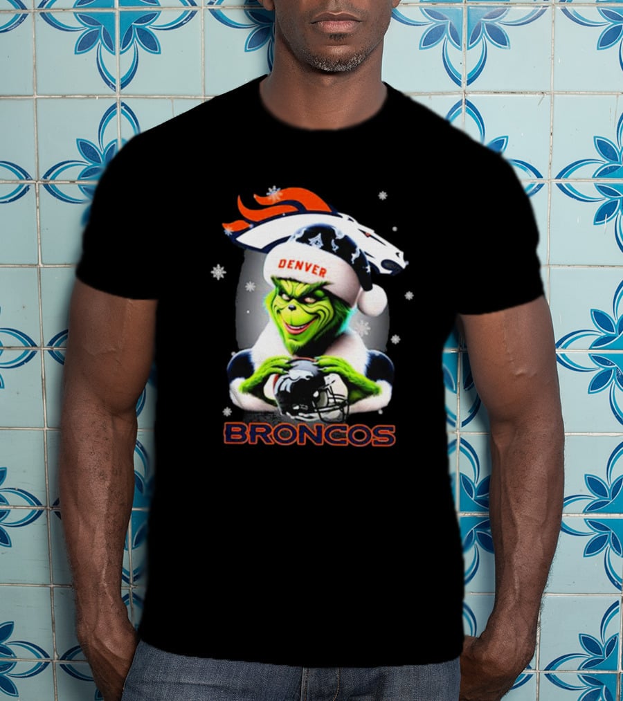 Santa Grinch Merry Christmas Denver Broncos Love T-Shirt