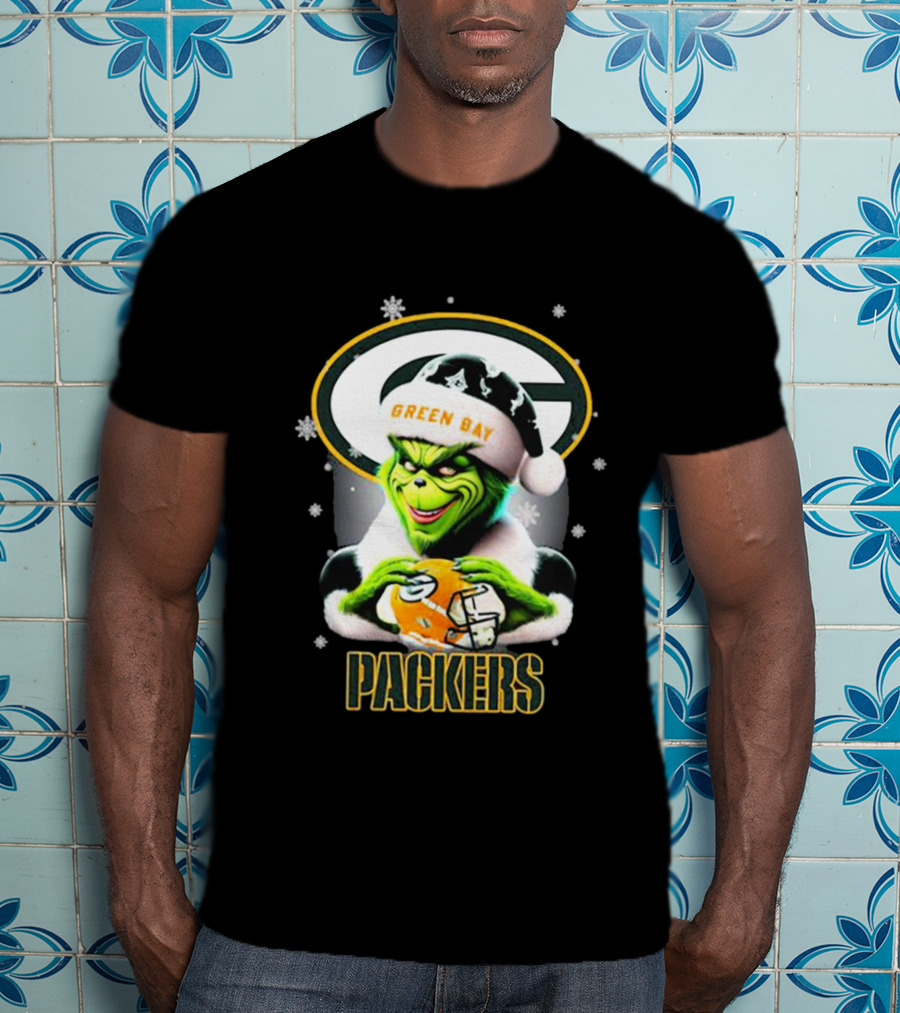 Santa Grinch Green Bay Packers Merry Christmas T-Shirt