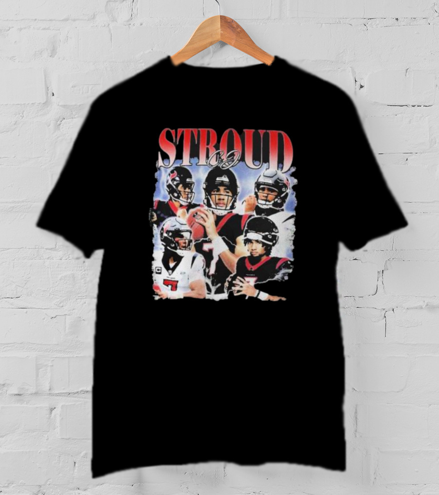 Stroud CJ Football 90s Style Houston NFL Quarterback Vintage Images T-Shirt