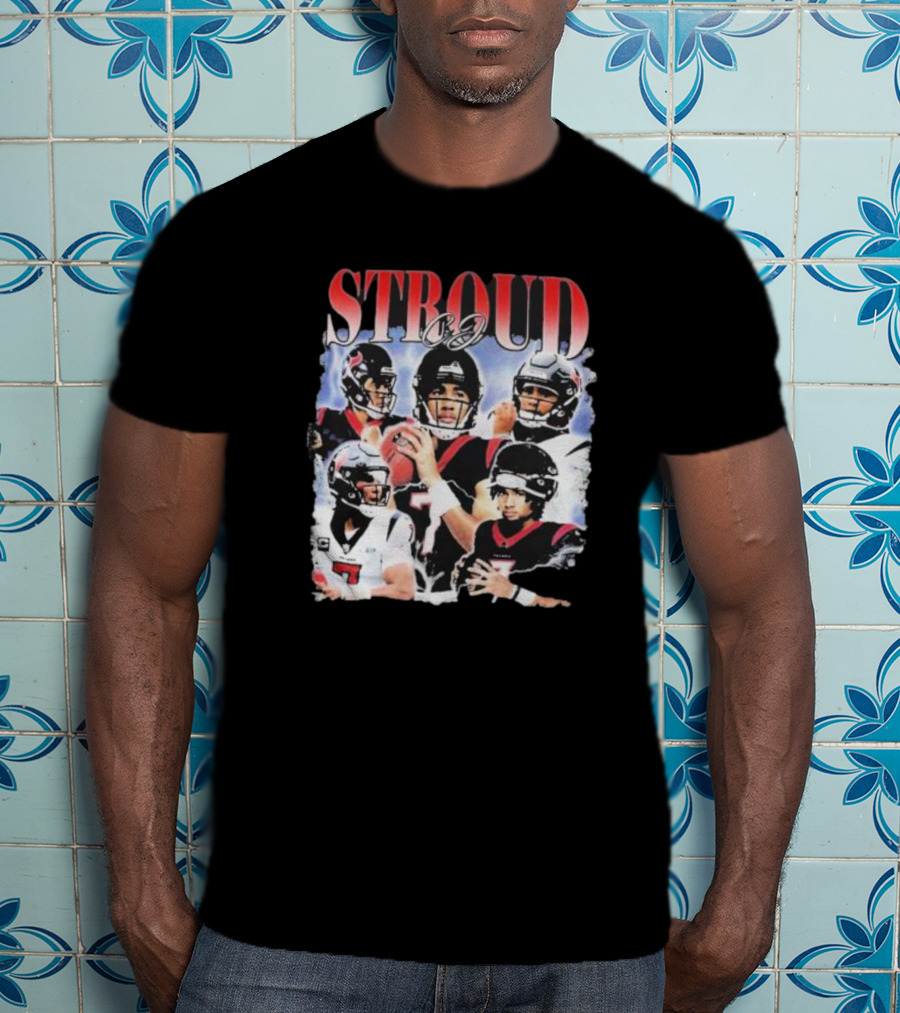 Stroud CJ Football 90s Style Houston NFL Quarterback Vintage Images T-Shirt