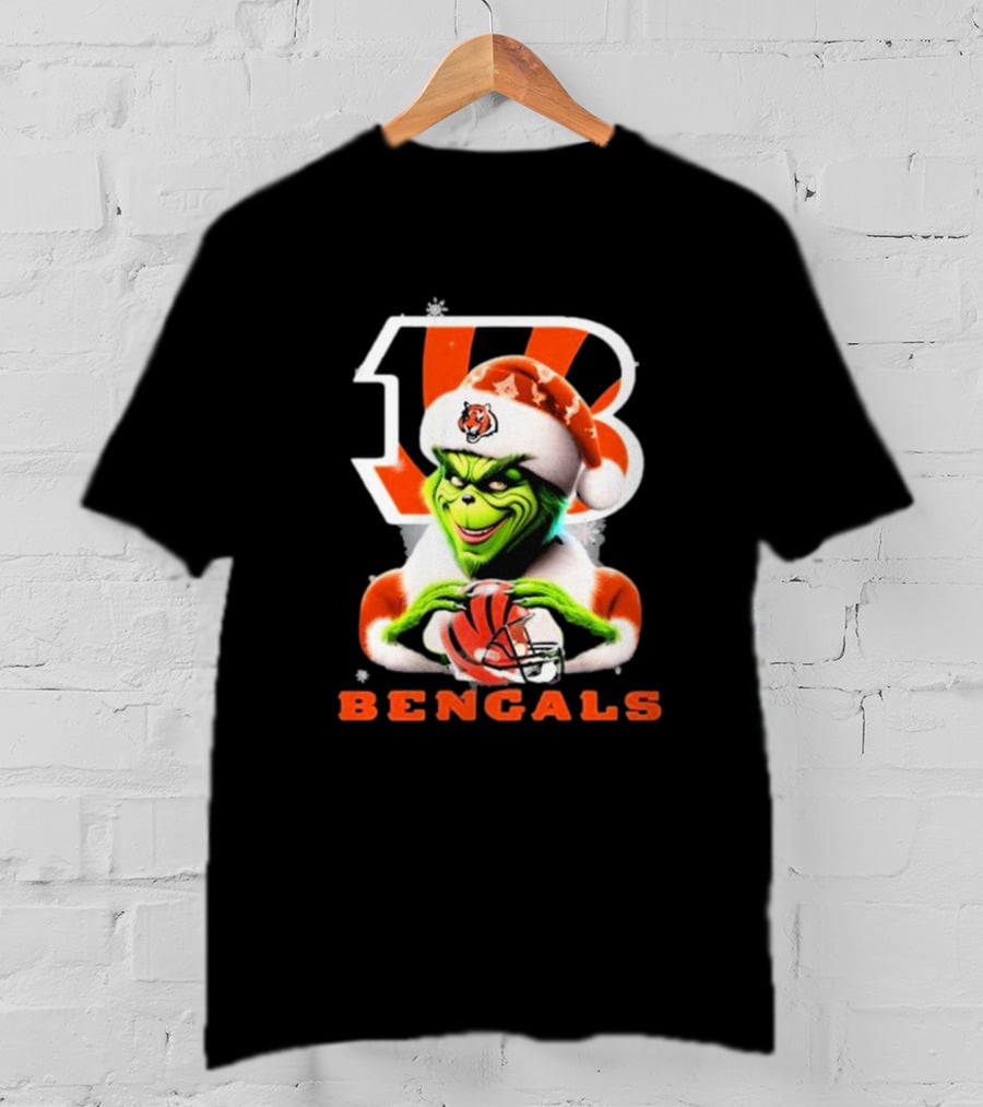 Santa Grinch Cincinnati Bengals Christmas Football T-Shirt
