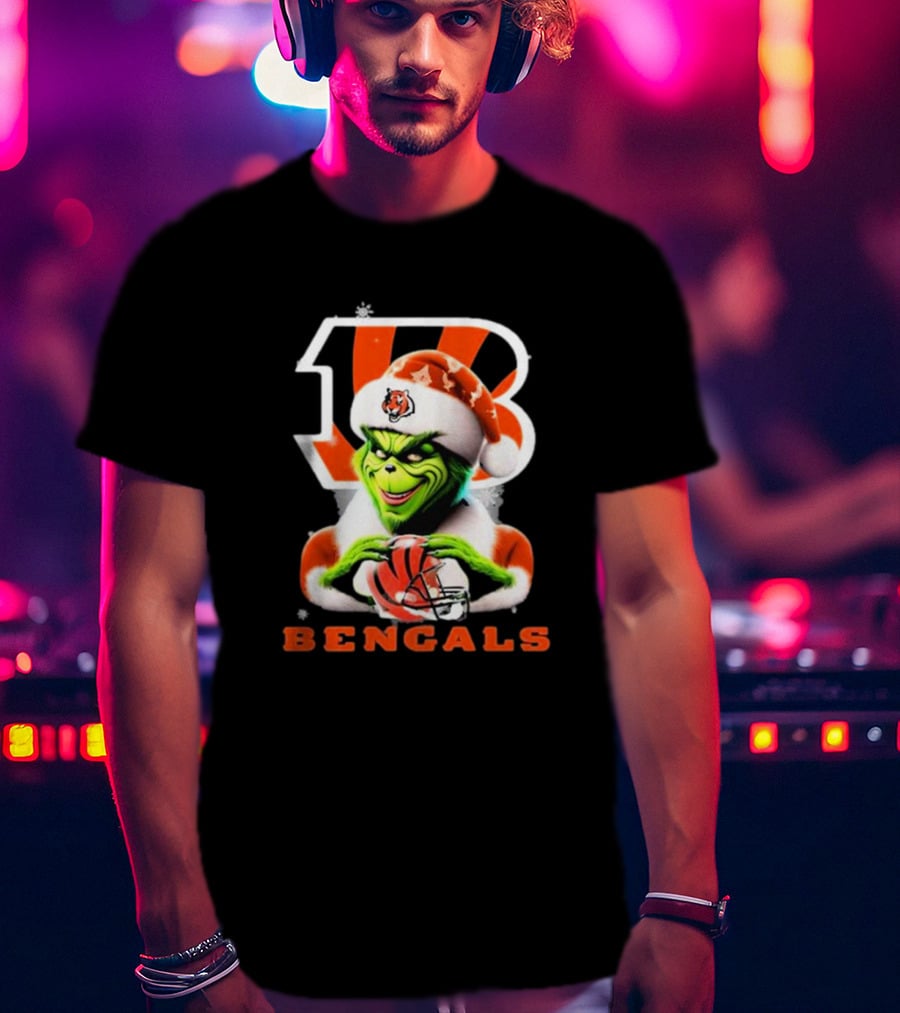 Santa Grinch Cincinnati Bengals Christmas Football T-Shirt