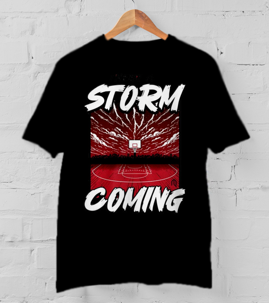 Athletelogos There Is A Storm Coming Basketball Court Thunderous Sky T-Shirt