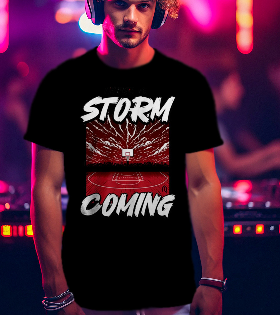 Athletelogos There Is A Storm Coming Basketball Court Thunderous Sky T-Shirt