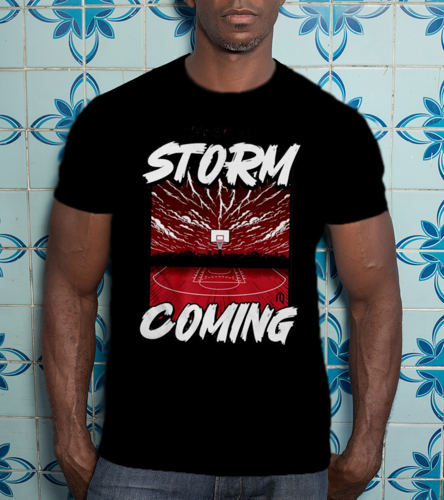 Athletelogos There Is A Storm Coming Basketball Court Thunderous Sky T-Shirt