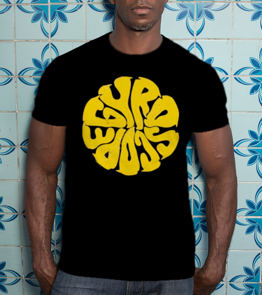 Gyroscope Liquid Logo Yellow Circular Text T-Shirt