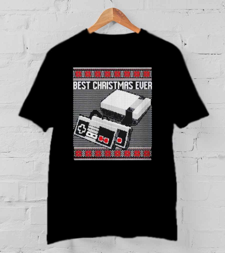 Best Christmas Ever Ugly Sweater NES Controller Retro Console T-Shirt