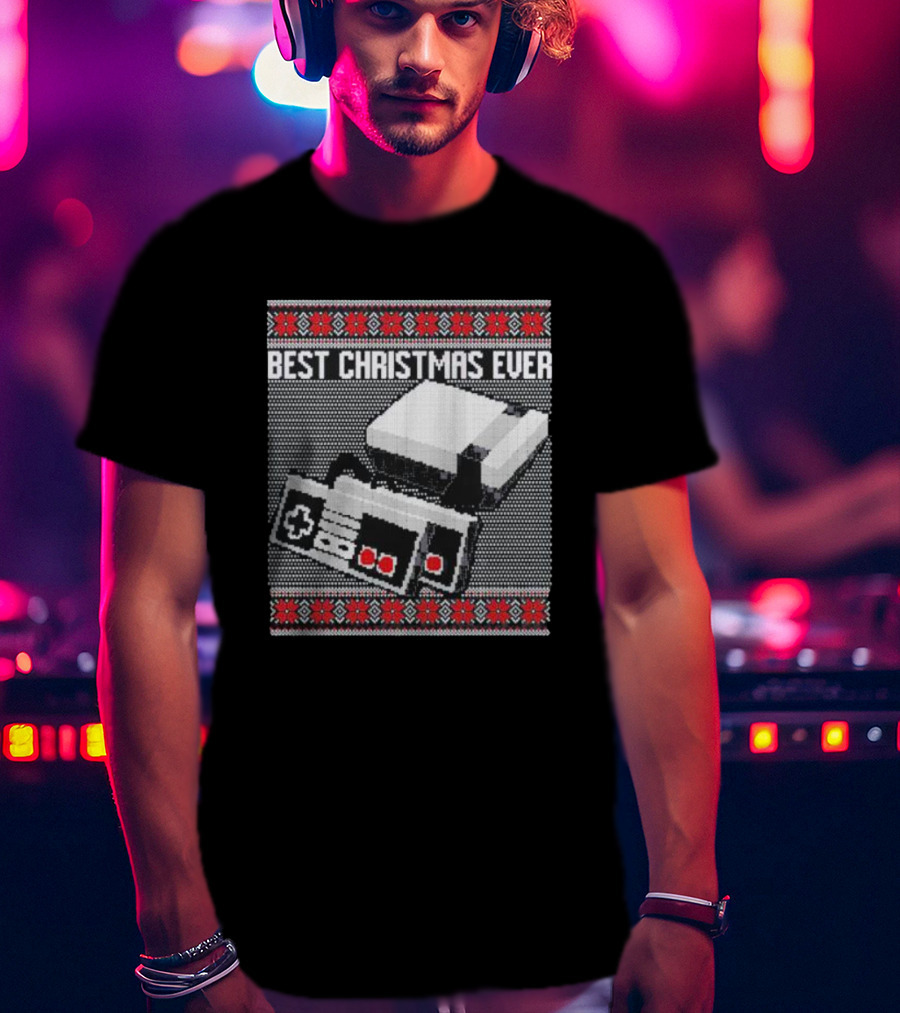 Best Christmas Ever Ugly Sweater NES Controller Retro Console T-Shirt