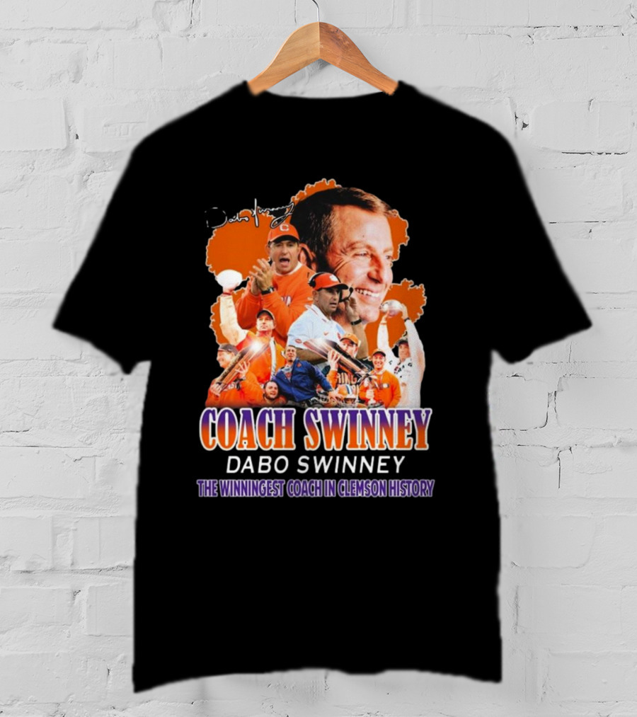 Coach Swinney Dabo Swinney The Winningest Coach In Clemson History Celebrated Icons And Moments T-Shirt