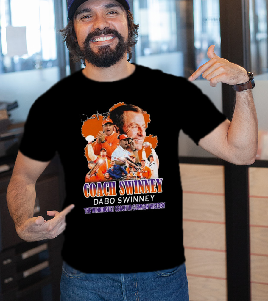 Coach Swinney Dabo Swinney The Winningest Coach In Clemson History Celebrated Icons And Moments T-Shirt