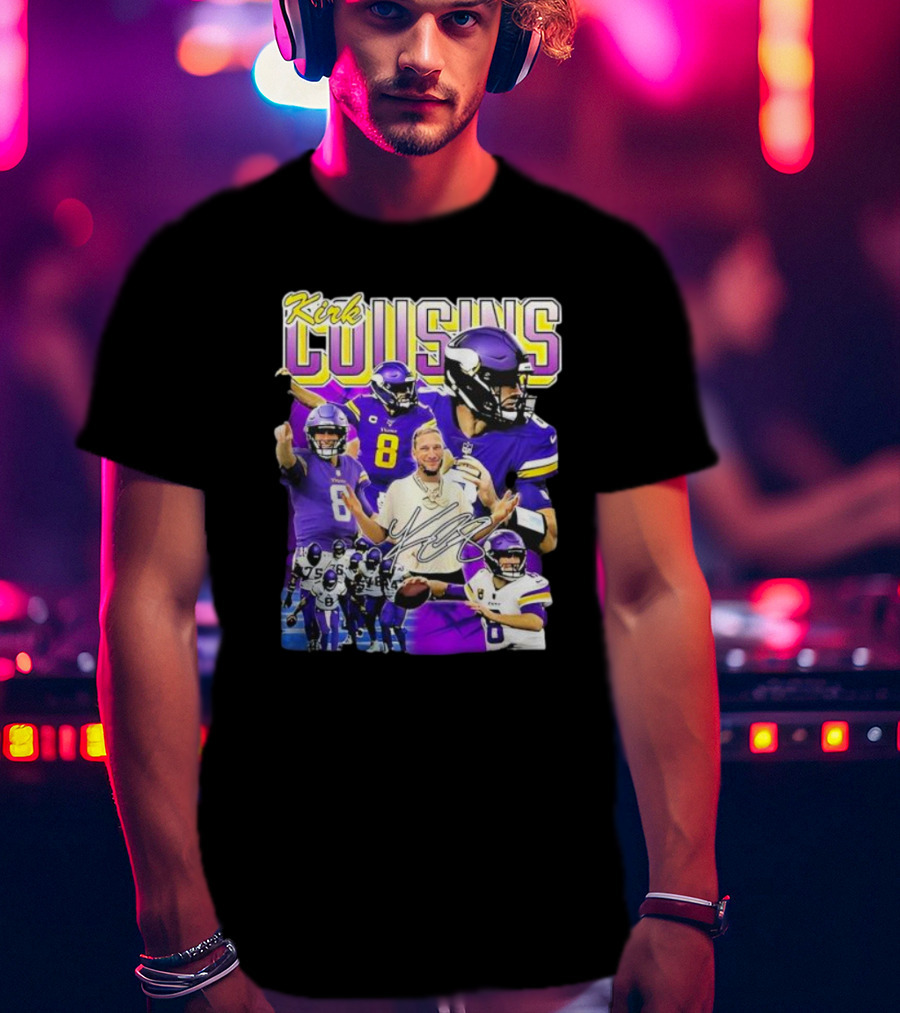 Kirk Cousins Minnesota Vikings Quarterback Number 8 Football Collage T-Shirt