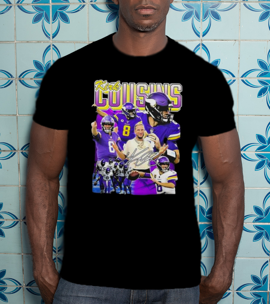 Kirk Cousins Minnesota Vikings Quarterback Number 8 Football Collage T-Shirt