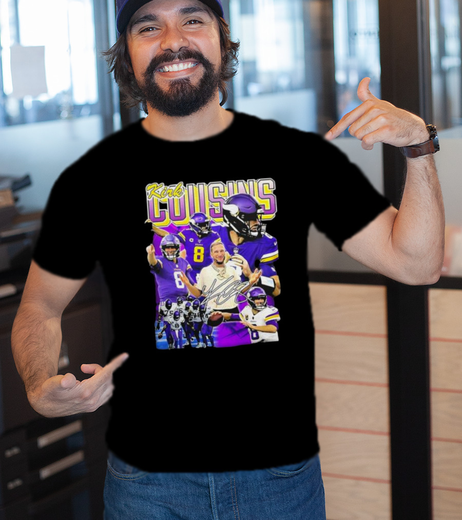 Kirk Cousins Minnesota Vikings Quarterback Number 8 Football Collage T-Shirt