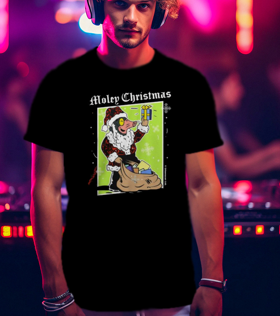 Moley Christmas Santa Mouse Holiday Present T-Shirt