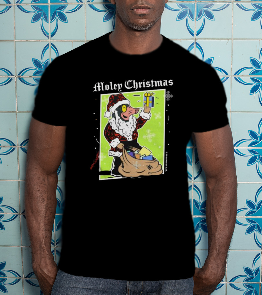 Moley Christmas Santa Mouse Holiday Present T-Shirt