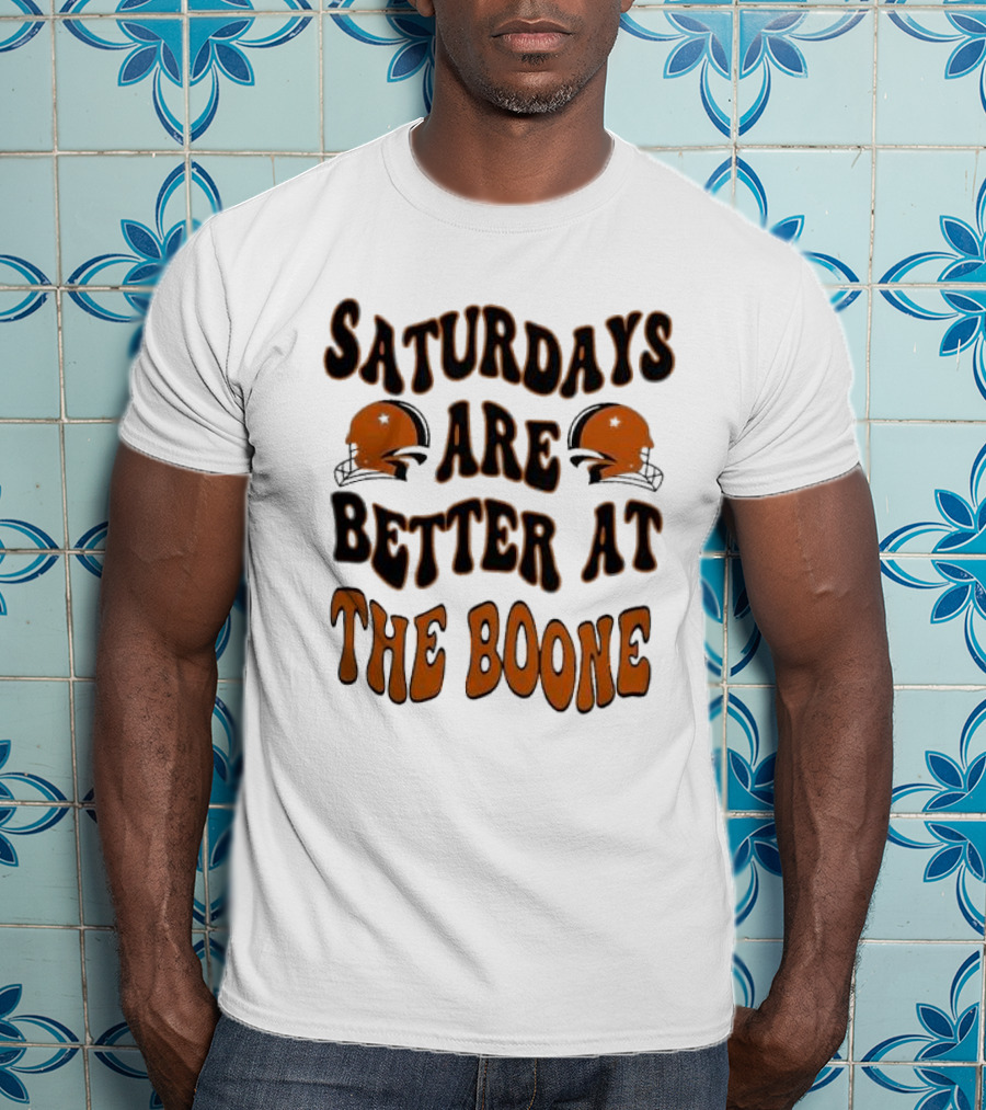 Oklahoma State Cowboys Saturdays Are Better At The Boone With Football Helmets T-Shirt