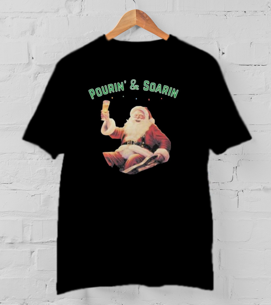 Pourin' And Soarin' Santa Cheers With Beer T-Shirt