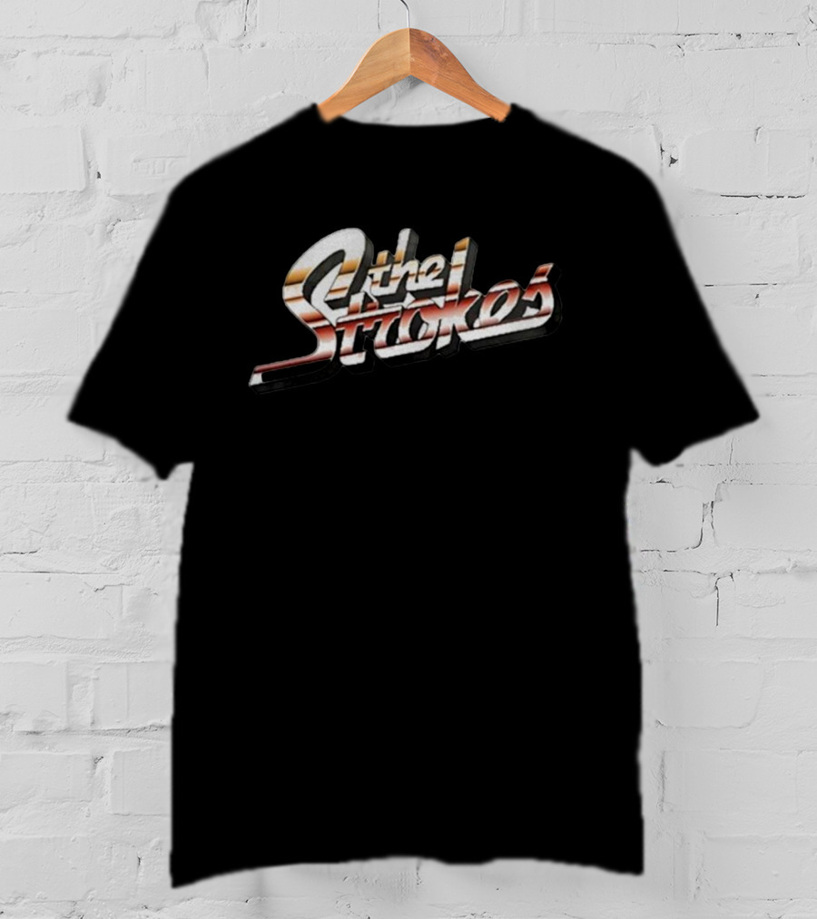 The Strokes Retro Style Logo Vintage Band Name Text T-Shirt