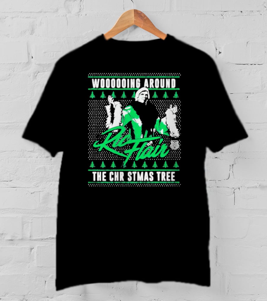 Woooooing Around The Christmas Tree Ric Flair Ugly Faux Knit T-Shirt