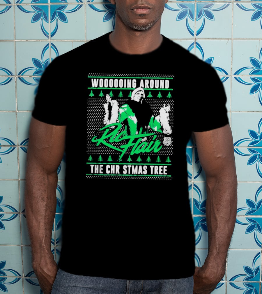 Woooooing Around The Christmas Tree Ric Flair Ugly Faux Knit T-Shirt