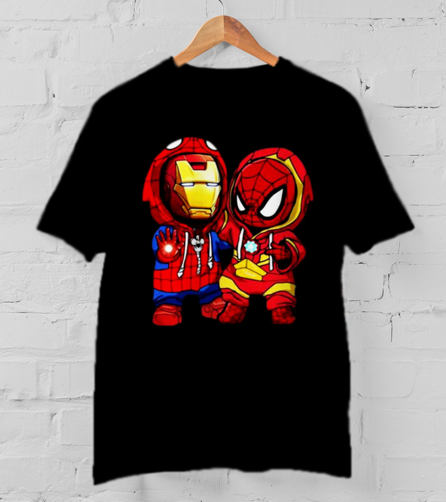 Baby Iron Man And Baby Spiderman Heroes Duo T-Shirt