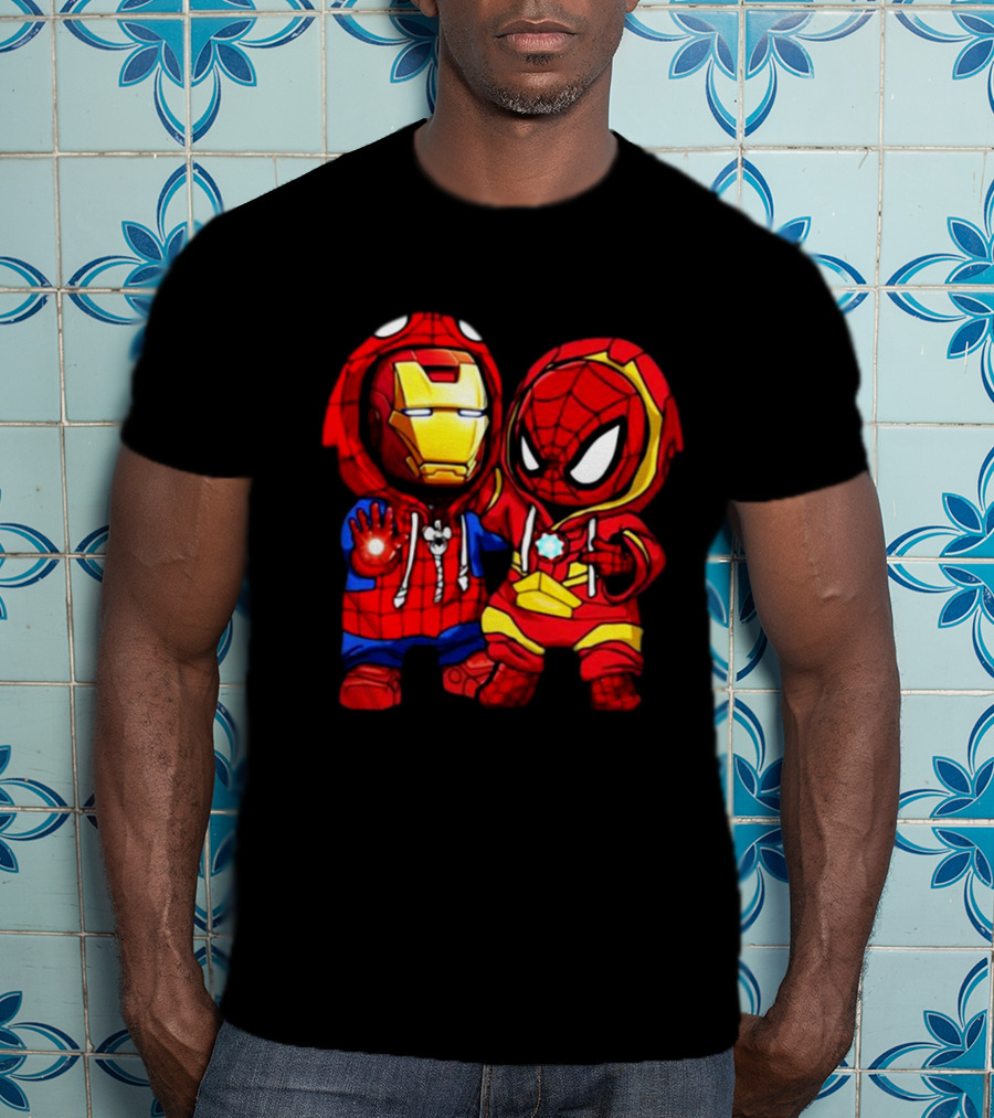 Baby Iron Man And Baby Spiderman Heroes Duo T-Shirt