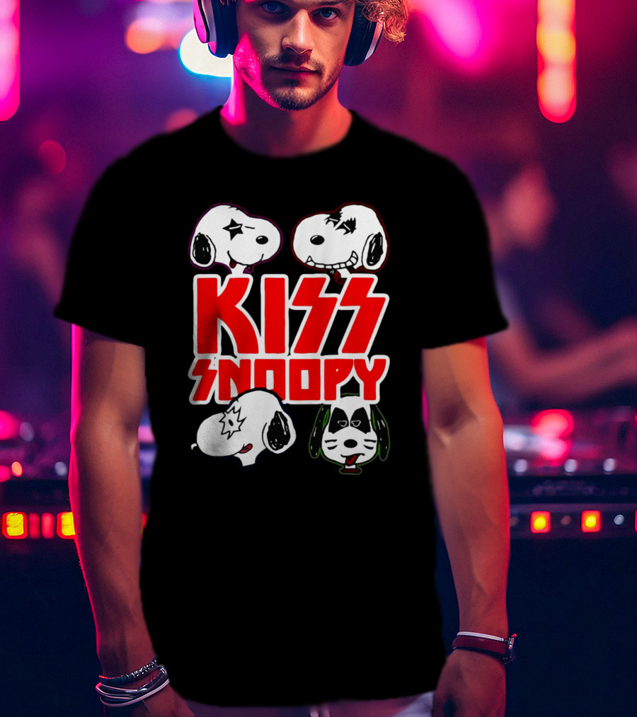 Kiss Snoopy Faces Rock Band T-Shirt