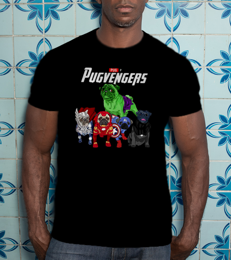 Marvel Avengers Pug Pugvengers Hulk Captain America Iron Man Thor Black Panther T-Shirt