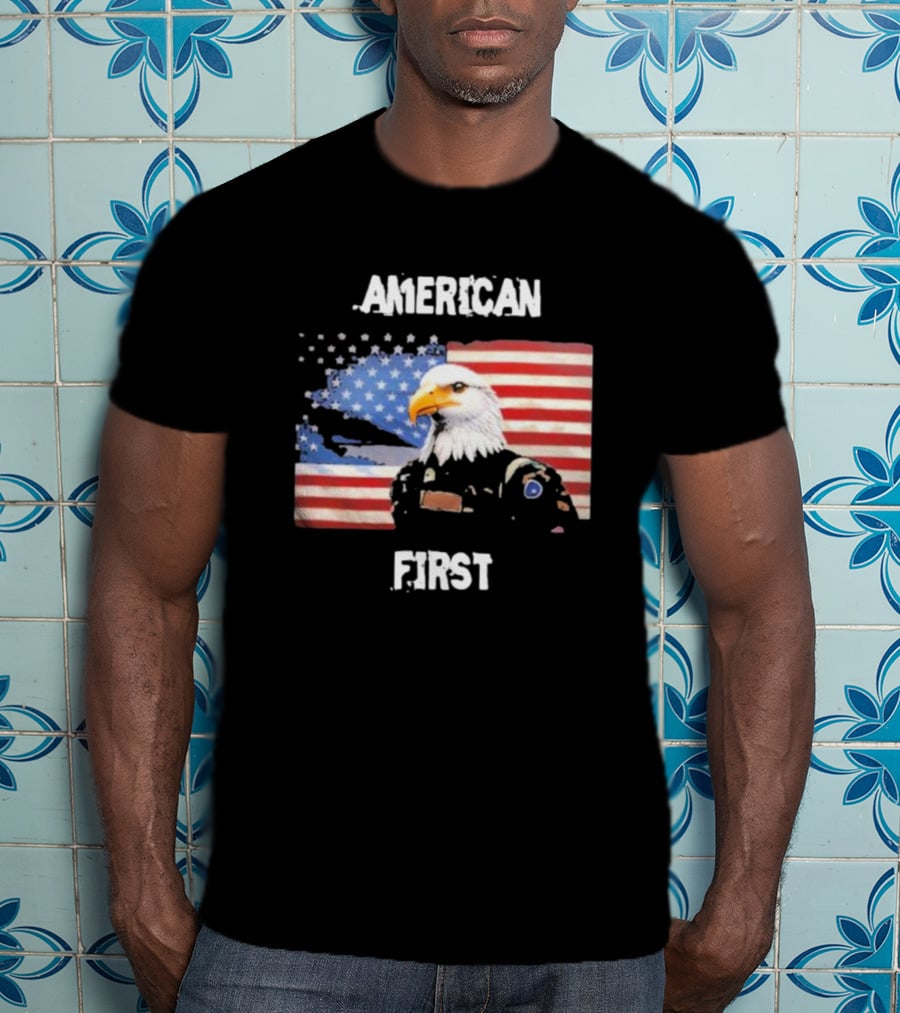 American Eagle Soldier American First US Flag Patriotic T-Shirt