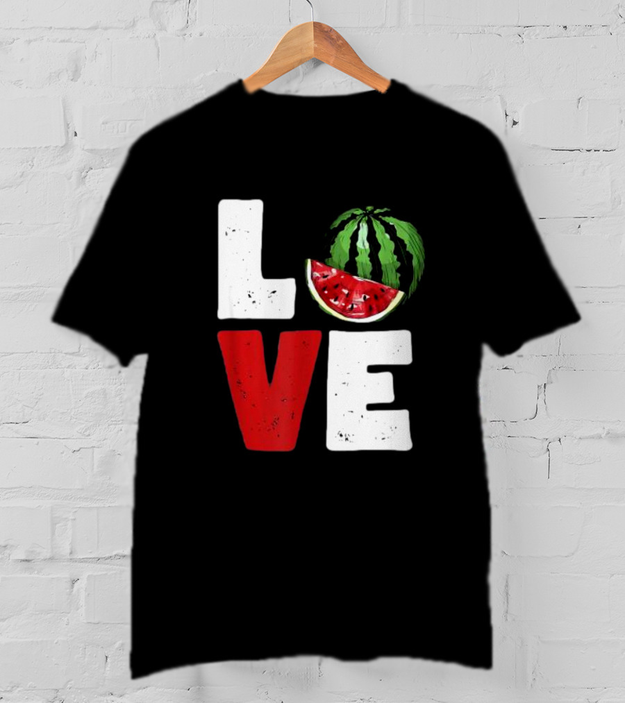 LOVE Watermelon Slice Typography T-Shirt