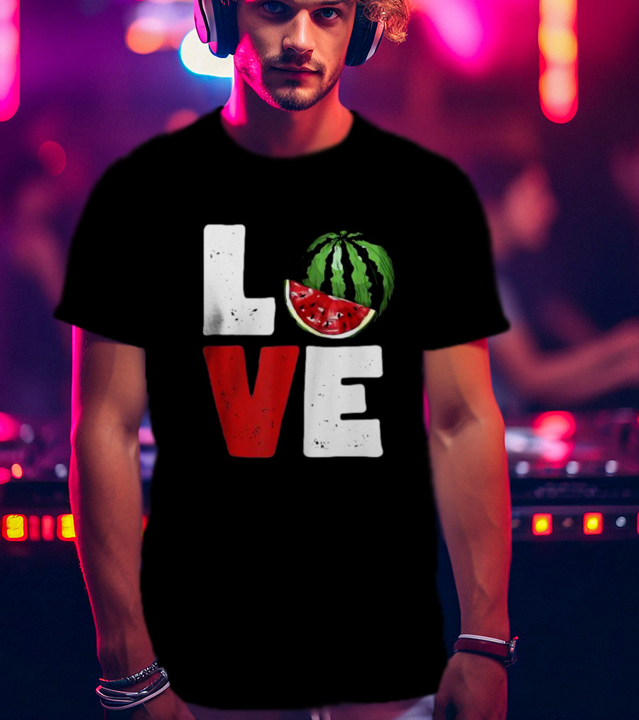 LOVE Watermelon Slice Typography T-Shirt