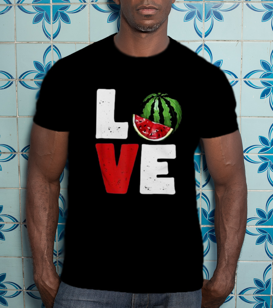 LOVE Watermelon Slice Typography T-Shirt