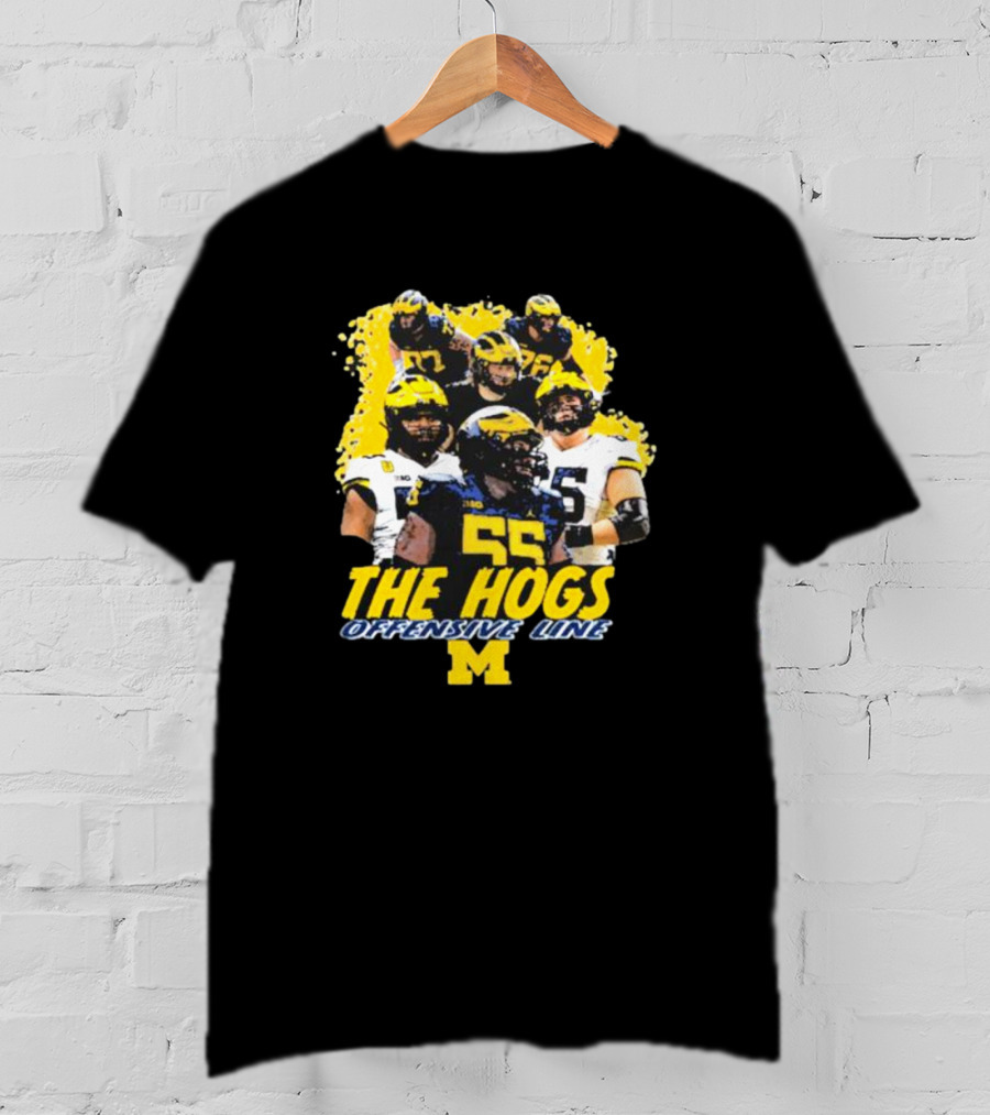 Valiant University Of Michigan Football The Hogs Offensive Line Team Spirit T-Shirt