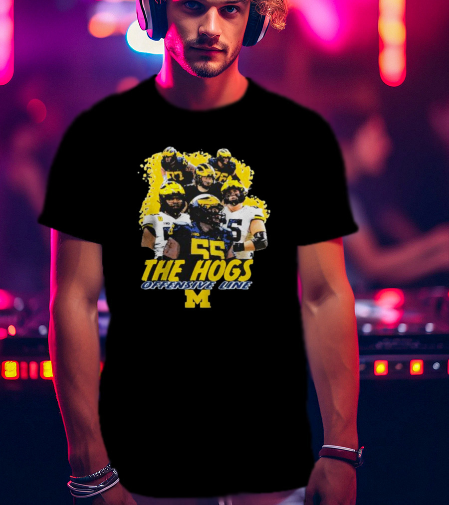 Valiant University Of Michigan Football The Hogs Offensive Line Team Spirit T-Shirt