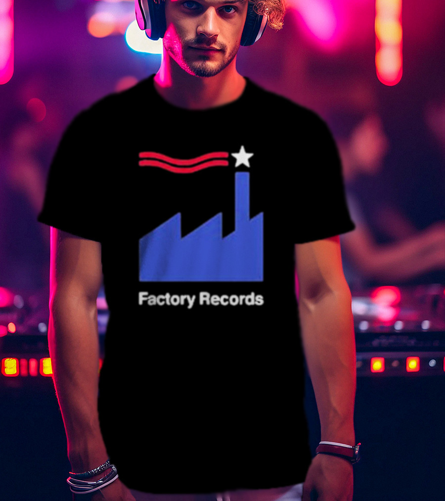 Factory Records Iconic Logo With Star And Stripes Factory T-Shirt