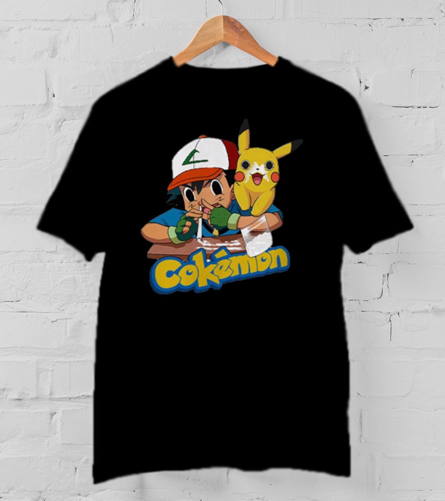Cokemon Parody Pikachu Ash Ketchum Anime Humor T-Shirt