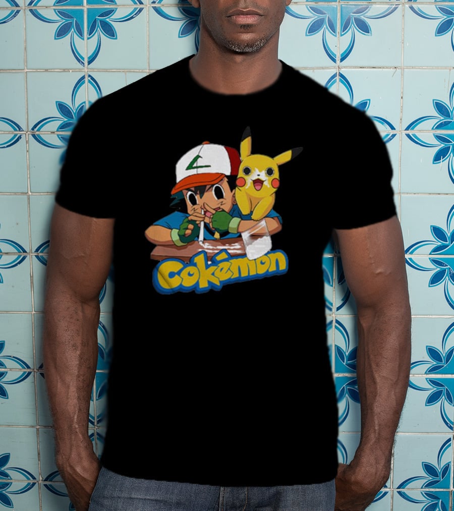 Cokemon Parody Pikachu Ash Ketchum Anime Humor T-Shirt