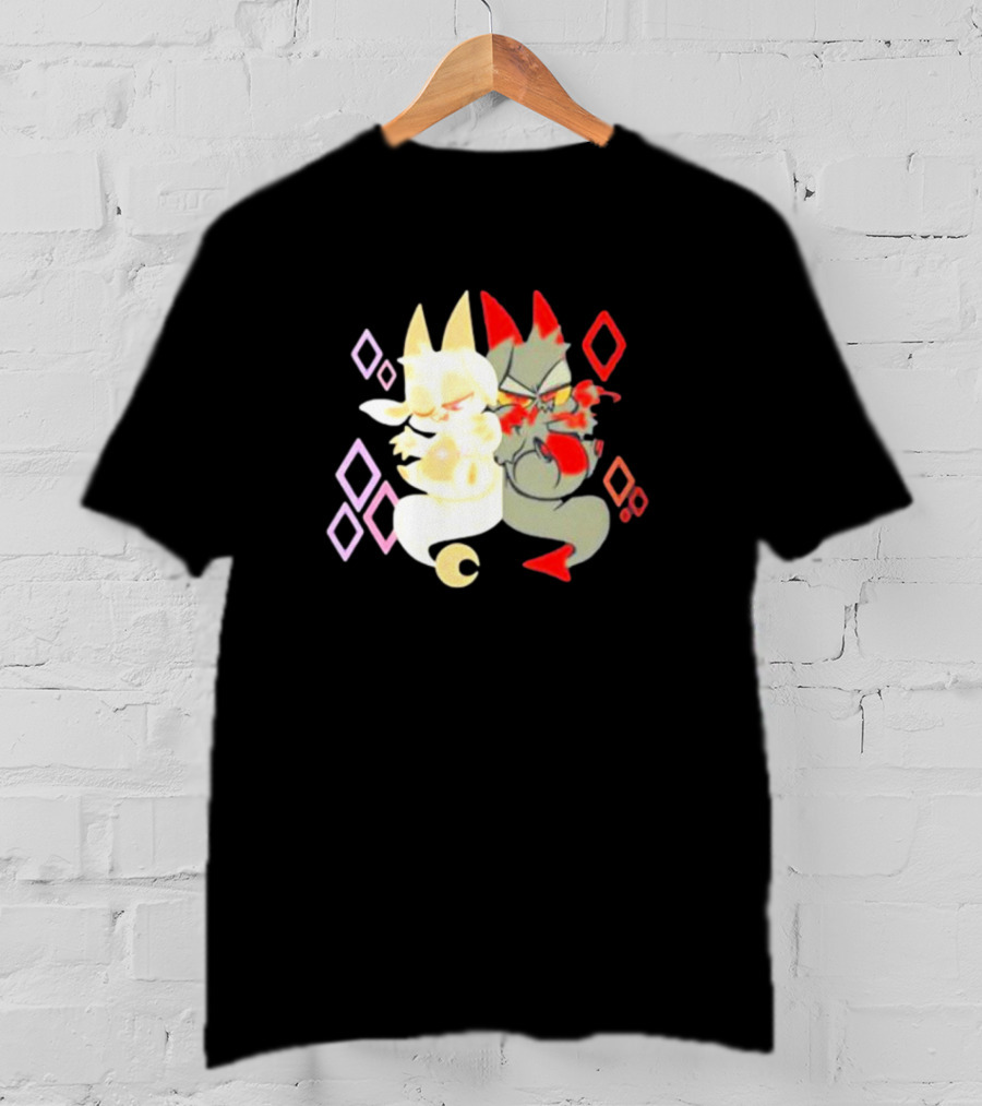 Buzzfeed Chikn Nuggit Devil And Angel Characters With Colorful Diamond T-Shirt