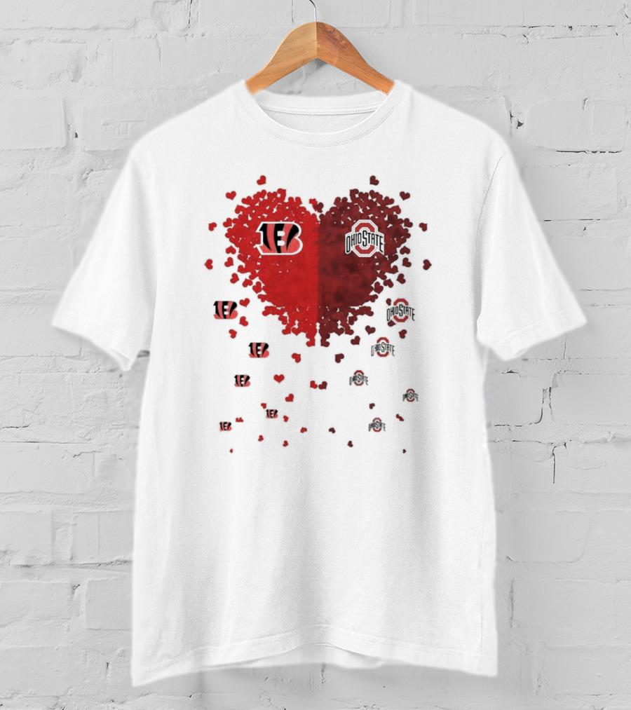 Cincinnati Bengals Ohio State Buckeye Heart Shape T-Shirt