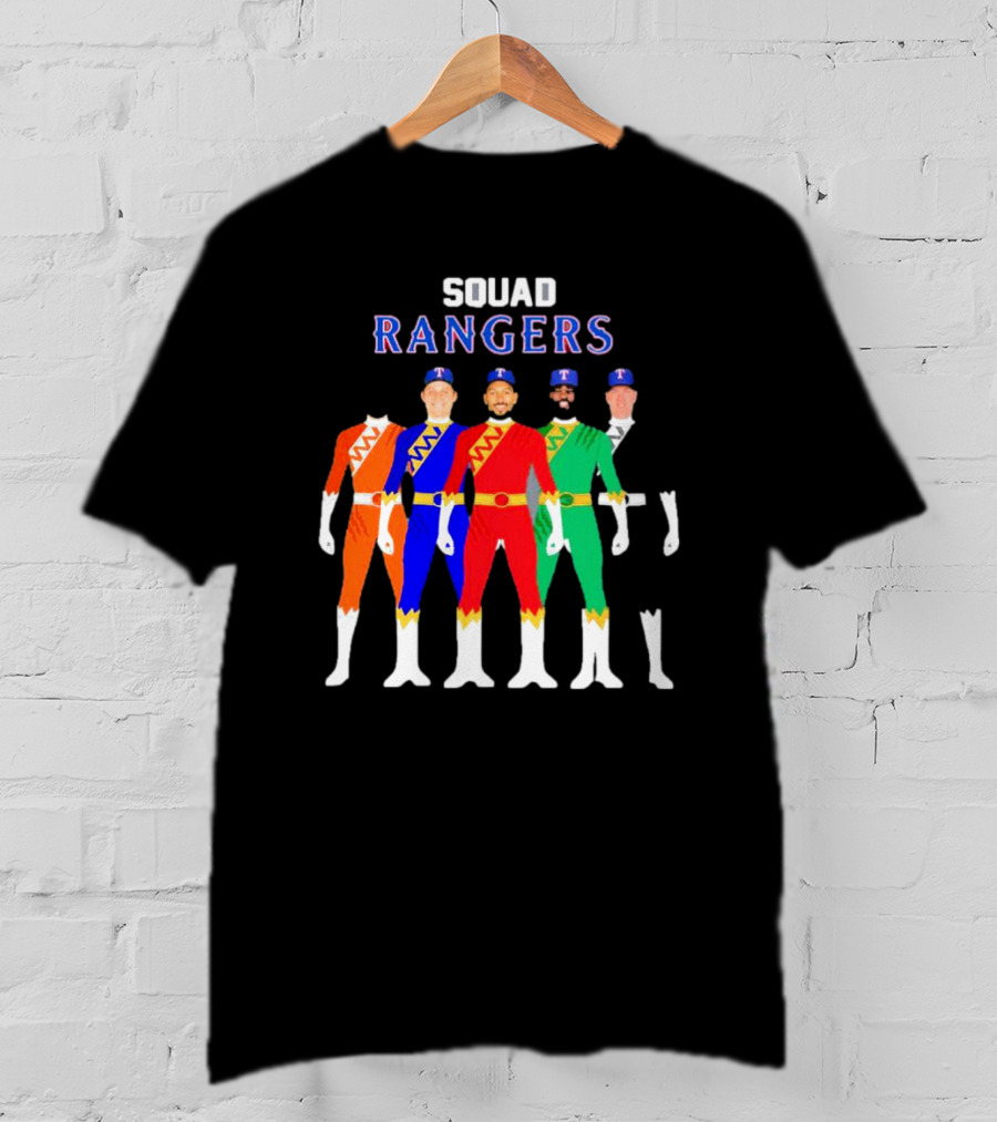 Squad Rangers Power Rangers Texas Rangers Baseball Crossover T-Shirt