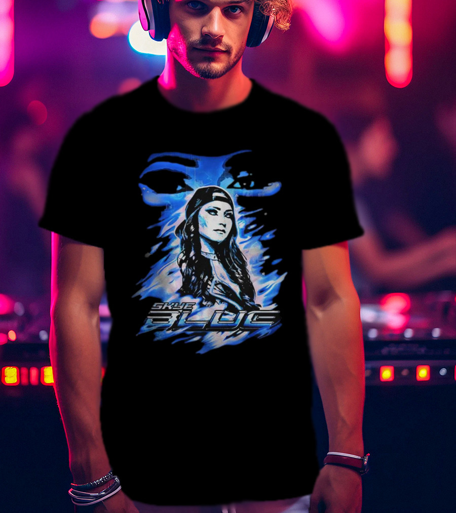 Skye Blue Spookye Blue Blue-Hued Portrait With Intense Eye T-Shirt