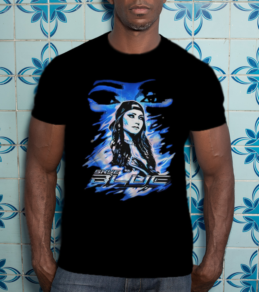 Skye Blue Spookye Blue Blue-Hued Portrait With Intense Eye T-Shirt