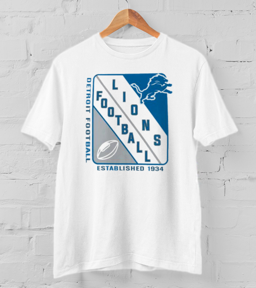 Detroit Lions Football Shield Established 1934 Iconic T-Shirt